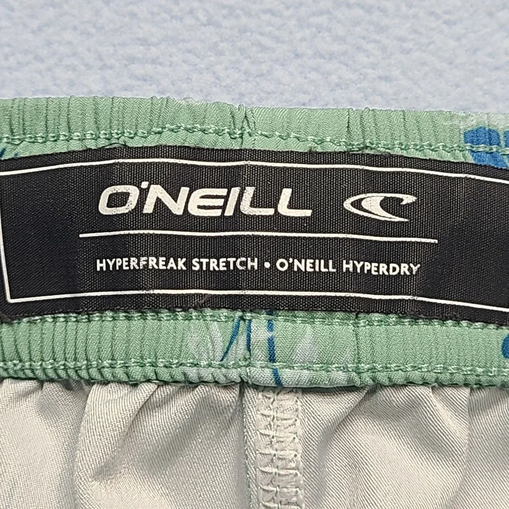 O'Neill Board‎ Shorts Mens Medium Green Excellent Hyperfreak Tropical Print